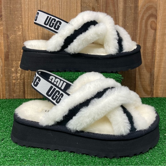 UGG Shoes - UGG 1121550 Suede Disco Cross Slide Sandal White Womens SZ 7, 8